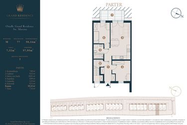 Rzut - Dom na sprzedaż 3 pokoje o powierzchni 50,16 m² - numer M77 w Osiedle Św. Marcina