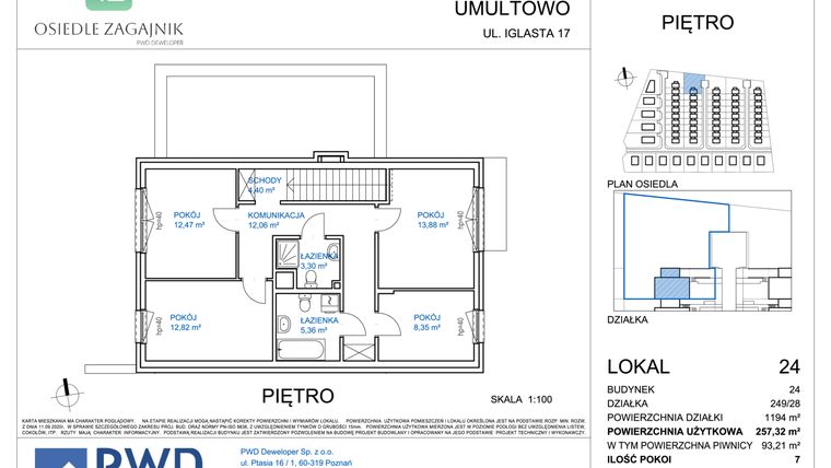 Rzut - Dom na sprzedaż 7 pokoi o powierzchni 257,32 m² - numer 24 w Osiedle Zagajnik etap II - domy jednorodzinne, szereg