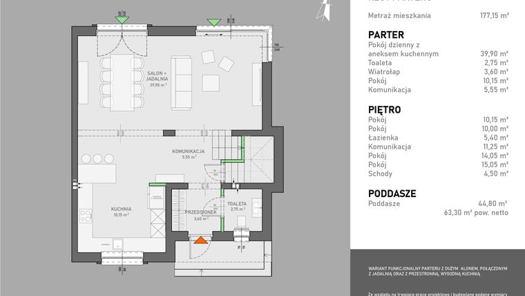 Rzut - Dom na sprzedaż 7 pokoi o powierzchni 177,15 m² - numer B2 w Mrówcza 49
