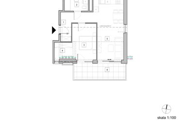 Rzut - Mieszkanie na sprzedaż 2 pokoje o powierzchni 50,41 m² - numer C2_4 w ATAL Zawiślańska