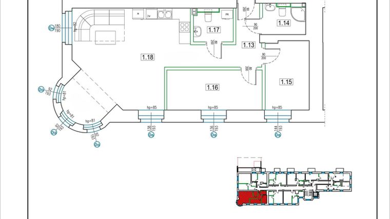 Rzut - Mieszkanie na sprzedaż 3 pokoje o powierzchni 68,9 m² - numer 8 w Kamienica 62