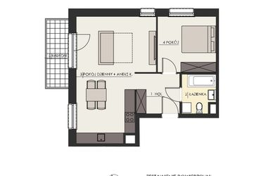 Rzut - Mieszkanie na sprzedaż 2 pokoje o powierzchni 52,32 m² - numer 23 w Osiedle Platinum III