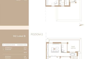 Rzut - Mieszkanie na sprzedaż 5 pokoi o powierzchni 120,49 m² - numer M2.B w Królowej Jadwigi Residence II
