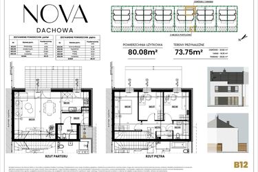 Rzut - Dom na sprzedaż 4 pokoje o powierzchni 80 m² - numer B12 w Nova Dachowa II