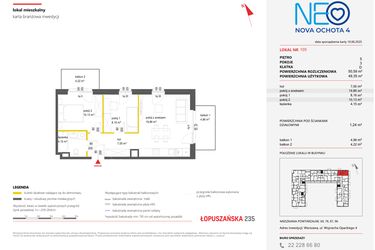 Rzut - Mieszkanie na sprzedaż 3 pokoje o powierzchni 50,59 m² - numer 105 w Neo Nova Ochota 4