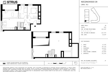 Rzut - Mieszkanie na sprzedaż 3 pokoje o powierzchni 115,75 m² - numer A11.P8 w Nocznickiego 29 bud. A
