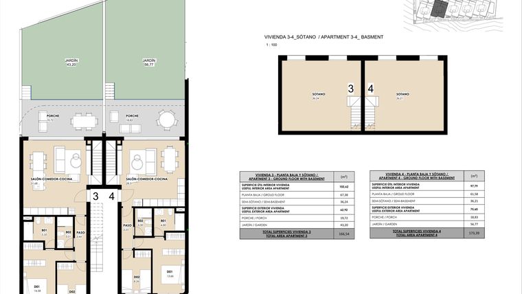Rzut - Dom na sprzedaż 2 pokoje o powierzchni 166,54 m² - numer 3 w Domy w Torrevieja - 50973696