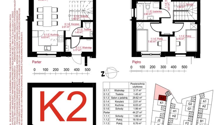 Rzut - Dom na sprzedaż 4 pokoje o powierzchni 134,7 m² - numer K2 w Gostyńska Invest II