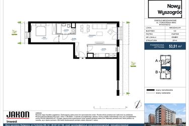Rzut - Mieszkanie na sprzedaż 2 pokoje o powierzchni 53,51 m² - numer C3.B31 w Nowy Wyszogród etap III