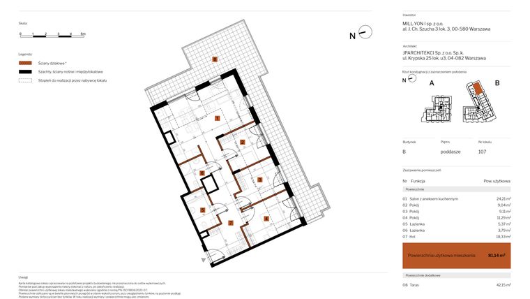 Rzut - Mieszkanie na sprzedaż 4 pokoje o powierzchni 81,14 m² - numer 107 w MY Głębocka