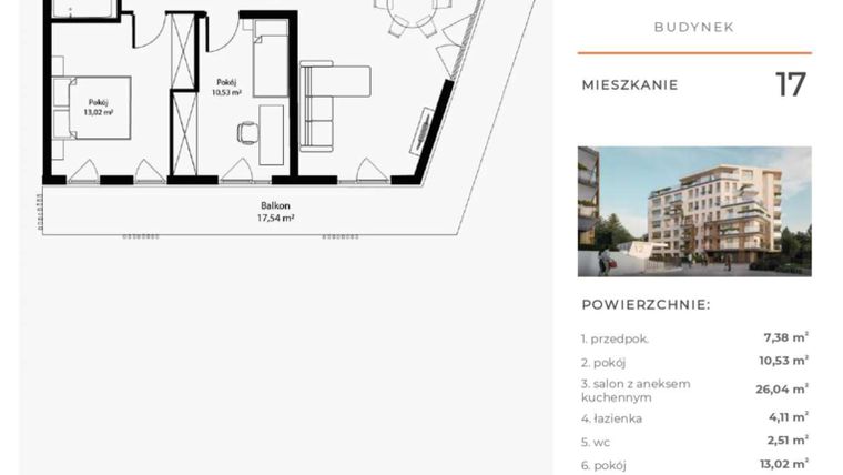 Rzut - Mieszkanie na sprzedaż 3 pokoje o powierzchni 63,59 m² - numer 17 w Bytkowska 4.0