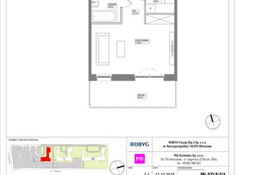 Rzut - Mieszkanie na sprzedaż 1 pokój o powierzchni 31,04 m² - numer MLAD/A/1/1 w Metro Life Apartamenty CD
