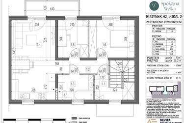 Rzut - Mieszkanie na sprzedaż 3 pokoje o powierzchni 57,66 m² - numer H2.2 w Spokojna Wólka etap V