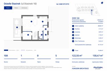 Rzut - Dom na sprzedaż 5 pokoi o powierzchni 122,55 m² - numer 10A w Osiedle Stasinek
