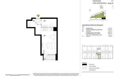 Rzut - Mieszkanie na sprzedaż 1 pokój o powierzchni 31,44 m² - numer A.4.7 w Kozielska Park