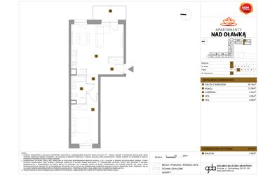 Rzut - Mieszkanie na sprzedaż 2 pokoje o powierzchni 49,31 m² - numer 11 w Apartamenty nad Oławką etap II