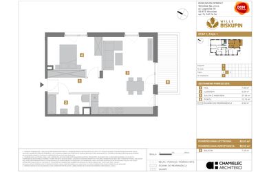 Rzut - Mieszkanie na sprzedaż 2 pokoje o powierzchni 52,01 m² - numer C.4 w Wille Biskupin