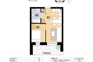 Rzut - Mieszkanie na sprzedaż 2 pokoje o powierzchni 27,75 m² - numer L4 w Green Park Resort III