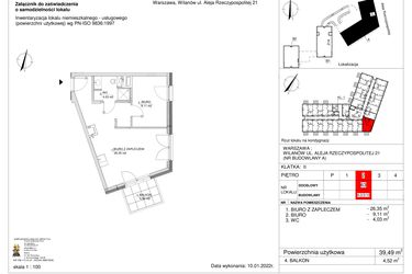 Rzut - Lokal użytkowy na sprzedaż 2 pokoje o powierzchni 39,49 m² - numer 63 w RZ21