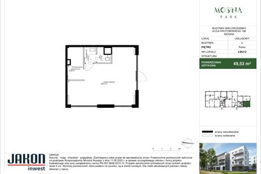 Rzut - Lokal użytkowy na sprzedaż 1 pokój o powierzchni 49,53 m² - numer 2.BU12 w Mosina Park