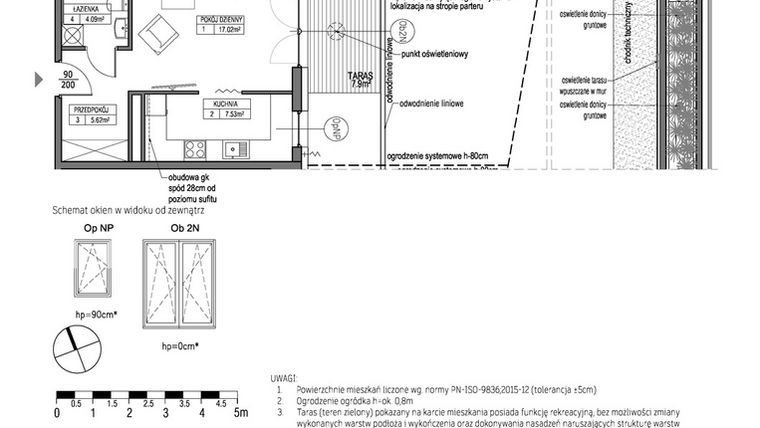 Rzut - Mieszkanie na sprzedaż 1 pokój o powierzchni 34,26 m² - numer G.1.1.4 w City Park bud. G i H