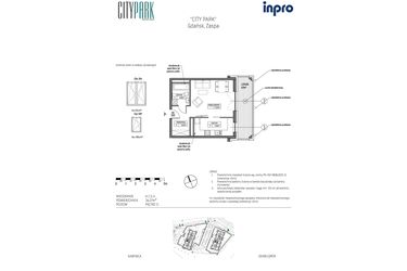 Rzut - Mieszkanie na sprzedaż 1 pokój o powierzchni 34,27 m² - numer H.1.11.4 w City Park bud. G i H