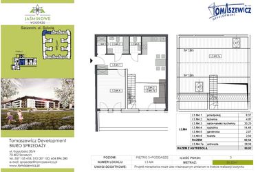 Rzut - Mieszkanie na sprzedaż 3 pokoje o powierzchni 90,92 m² - numer I3M4 w Jaśminowe Wzgórze - etap II