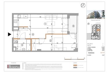 Rzut - Mieszkanie na sprzedaż 2 pokoje o powierzchni 46,77 m² - numer A3/7 w 5th Avenue Apartments