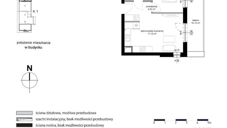 Rzut - Mieszkanie na sprzedaż 2 pokoje o powierzchni 33,64 m² - numer 70 w Kwarcowe Wzgórze - bud. 2