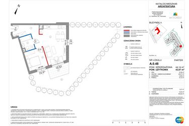 Rzut - Mieszkanie na sprzedaż 2 pokoje o powierzchni 43,07 m² - numer A.0.48 w My Forest