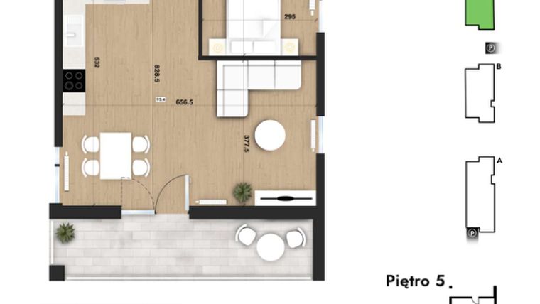 Rzut - Mieszkanie na sprzedaż 2 pokoje o powierzchni 47,44 m² - numer 95 w Słomczyńskiego Widoki
