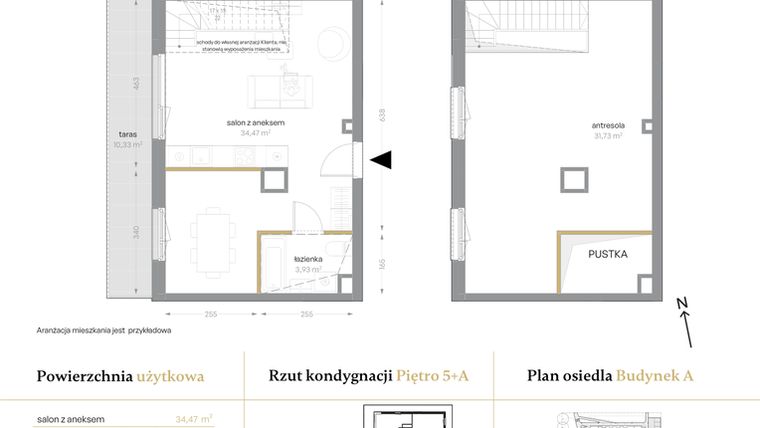 Rzut - Mieszkanie na sprzedaż 1 pokój o powierzchni 70,13 m² - numer A/58 w Królowej Jadwigi
