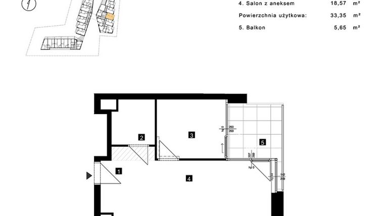 Rzut - Mieszkanie na sprzedaż 2 pokoje o powierzchni 33,35 m² - numer C.1.10 w Cisha Apartamenty Dziwnów