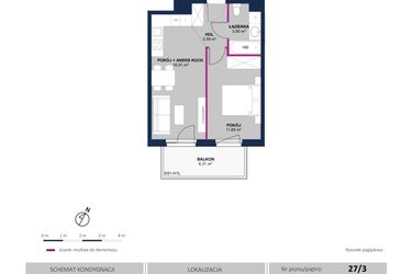 Rzut - Mieszkanie na sprzedaż 2 pokoje o powierzchni 36,14 m² - numer 183 w Moja Północna Etap III