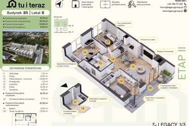 Rzut - Mieszkanie na sprzedaż 4 pokoje o powierzchni 67,52 m² - numer B5-B w Tu i Teraz etap II