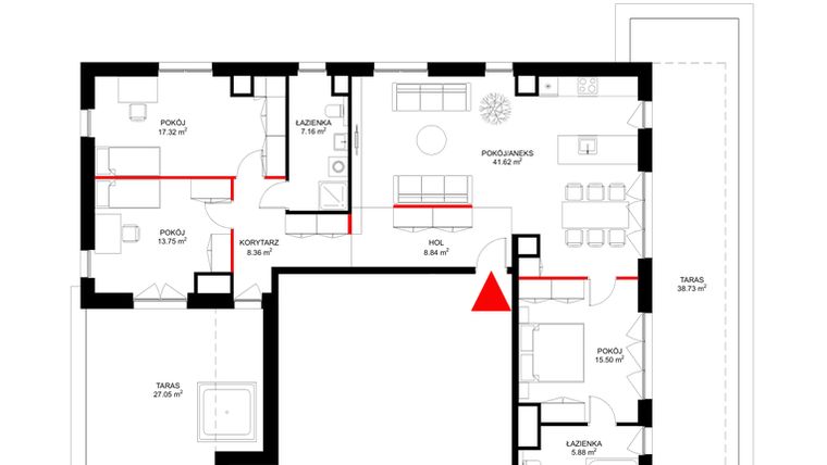 Rzut - Mieszkanie na sprzedaż 4 pokoje o powierzchni 117,69 m² - numer F.8.2 w INSPIRE ETAP V – bud. F, G