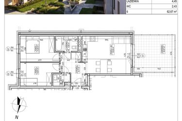 Rzut - Mieszkanie na sprzedaż 3 pokoje o powierzchni 62,67 m² - numer M.B8.00.02 w Osiedle Harmonia bud. B8