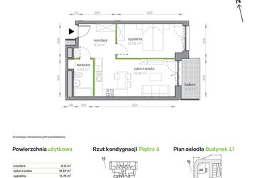 Rzut - Mieszkanie na sprzedaż 2 pokoje o powierzchni 45,72 m² - numer L1/3/32 w Legnicka Vita