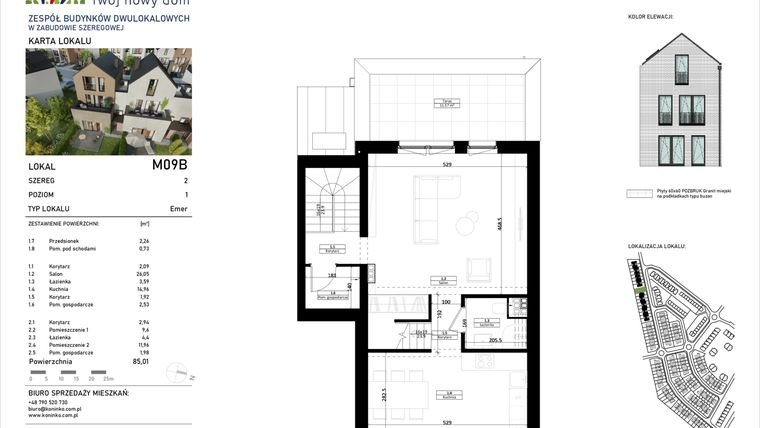 Rzut - Mieszkanie na sprzedaż 4 pokoje o powierzchni 89,07 m² - numer 9.B w Osiedle Koninko