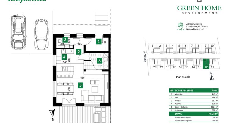 Rzut - Dom na sprzedaż 5 pokoi o powierzchni 105 m² - numer 12 w Nowe Krzyżowice II