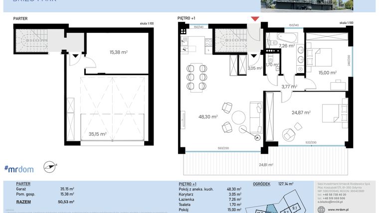Rzut - Mieszkanie na sprzedaż 3 pokoje o powierzchni 154,48 m² - numer 10.1.1 w Brizo Park