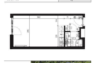 Rzut - Mieszkanie na sprzedaż 1 pokój o powierzchni 25,31 m² - numer AB.4.047 w Nadolnik Compact Apartments etap III