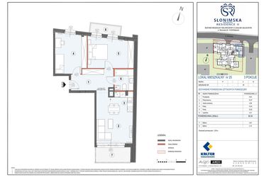 Rzut - Mieszkanie na sprzedaż 3 pokoje o powierzchni 62,34 m² - numer M25 w Słonimska Residence II