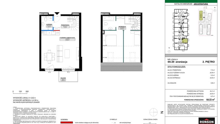 Rzut - Mieszkanie na sprzedaż 3 pokoje o powierzchni 63,48 m² - numer 4A_20 w Nowa Północ etap 2