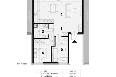 Rzut - Mieszkanie na sprzedaż 3 pokoje o powierzchni 62,19 m² - numer 205A/1 w STELMACHÓW 205