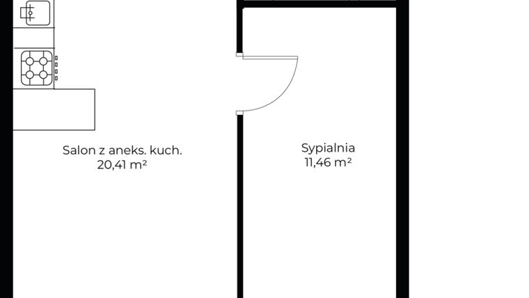 Rzut - Mieszkanie na sprzedaż 2 pokoje o powierzchni 42,74 m² - numer C4.4 w Enklawa Bukowa II