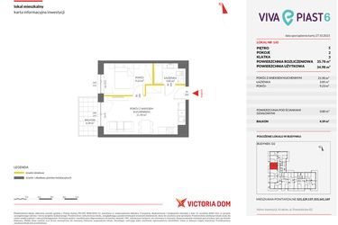 Rzut - Mieszkanie na sprzedaż 2 pokoje o powierzchni 35,78 m² - numer 145 w Viva Piast 6
