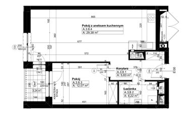 Rzut - Mieszkanie na sprzedaż 2 pokoje o powierzchni 51,5 m² - numer A/3/8 w Świerzawska 13