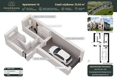 Rzut - Mieszkanie na sprzedaż 3 pokoje o powierzchni 79,27 m² - numer 1A w Apartamenty Panorama