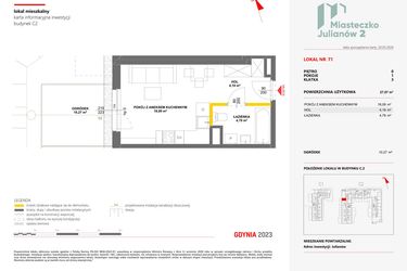 Rzut - Mieszkanie na sprzedaż 1 pokój o powierzchni 27,07 m² - numer 71 w Miasteczko Julianów etap 2